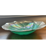 13&quot; MINT GREEN,AQUA BLUE+GOLD 3D SPIRAL CENTERPIECE GLASS BOWL, PRE-OWNED - €27,48 EUR