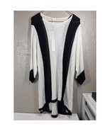 Chico&#39;s Vertical Stitch Vanessa Pullover 3/4 Sleeve Black White Sweater ... - $41.98 CAD
