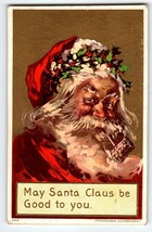 Santa Claus Christmas Postcard Jolly Saint Nick Smokes Pipe Julius Bien 1908 - £16.03 GBP
