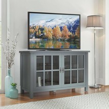 TV Stand 55-in. Storage Cabinet Buffet Glass Doors Shelves Entryway Living Room - £135.83 GBP