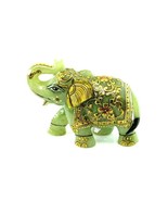1475Ct Green Aventurine Gemstone Carved Elephant figurine lucky gold Pai... - £59.77 GBP