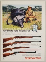 1960 Print Ad Winchester Big Game Rifles Hunter & Cape Water Buffalo - $18.79