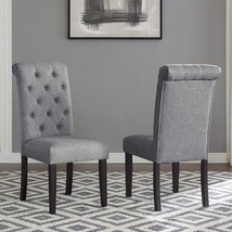 Roundhill Furniture'S Leviton Solid Wood Tufted Dining Chair, Set Of 2, Gray. - $163.95