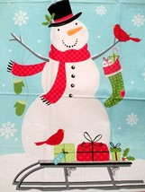 Fabric Panel Benartex &quot;Joyful Snowman&quot; Christmas Candy Cane Presents Bulb $9.95 - £7.86 GBP