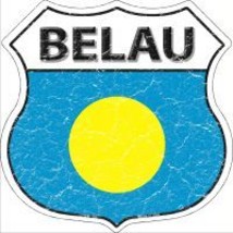 Belau Flag Highway Shield Novelty Metal Magnet HSM-185 - £11.95 GBP