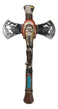 Southwestern Tribal Indian Headdress Chief Skull Eagle Wolf Hand Axe Wal... - €24,20 EUR