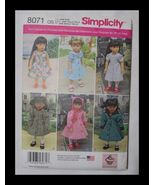 Simplicity 8071 18&quot; Doll Clothes Sewing Pattern NEW - $8.90