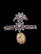 Vintage Madonna &amp; Child Necklace / Star rhinestone bracelet / Crystal choker / P - £216.32 GBP