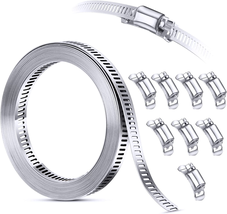 304 Stainless Steel Hose Clamp Assortment Kit DIY, Cut-To-Fit 12 FT Meta... - £16.47 GBP