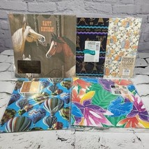 Vintage Giftwrap Lot of 5 Packages New Birthday Balloons Horses  - $29.69