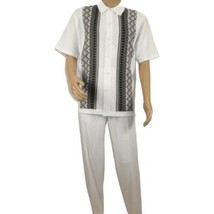 Men Silversilk 2pc Walking Leisure Matching Suit Italian Woven Knits 71003 White image 2