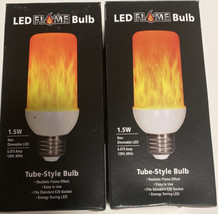 Lot of 2 EZ-Illuminations LED Flame Bulb Tube-Style Bulb 1.5W - £10.67 GBP