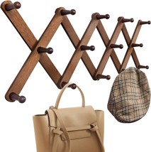 Oropy Wood Accordion Wall Hanger, Expandable Coat Rack Wall Mount, Walnu... - £26.24 GBP