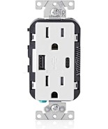 Leviton T5633-W 15-Amp Type A &amp; Type-C USB Charger/Tamper Resistant Outl... - $29.69