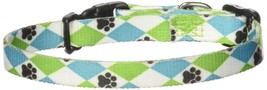 Casual Canine Nylon Pooch Patterns Dog Collar, Fits Necks 6&quot; to 10&quot;, Blue Argyle - £7.55 GBP