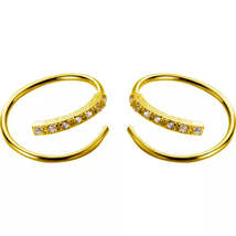 Anyco Earrings Fashion Gold 925 Sterling Simple Spiral Wave Zircon Unique Stud  - £14.94 GBP