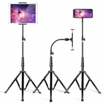 Metal Ipad Tripod Stand &amp; Adjustable 72 Gooseneck Tablet Floor Stand Holder, Hea - £73.24 GBP