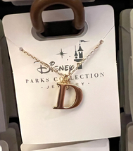 Disney Parks Mickey Mouse Faux Gem Letter D Gold Color Necklace NEW - £25.72 GBP