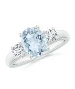 ANGARA Aquamarine &amp; Diamond Three Stone Ring in Sterling Silver (Size-9x... - $1,178.10+
