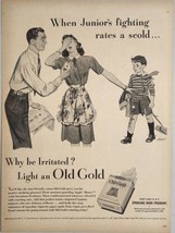 1946 Print Ad Old Gold Cigarettes Mom & Dad Scold Son for Fighting - $17.08