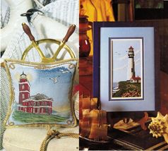 Cross Stitch Victoria &amp; Pigeon Point Lighthouse Sampler Easter Bunnies Pattern - £7.85 GBP