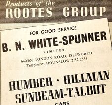 1954 White Spunner Rootes Group Services Advertisement Automobilia E89G1 - $14.01 CAD
