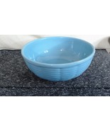 VTG 10&quot; Watt Oven Ware Pottery Mixing Bowl Pastel Blue Basket #102 Ribbed - $39.99