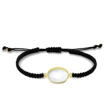 Trendy Boho Chic White Quartz Oval-Cut Stone Braided Rope Bracelet - £14.11 GBP