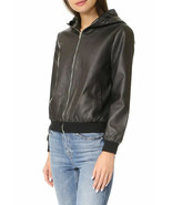 New Women Black Stylish Hooded Leather Jacket Handmade Lambskin Casual B... - €128,21 EUR