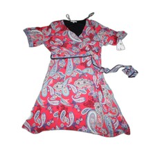 BOHO Chic Womens Wrap Dress Size 20W Red Paisley Print Studio One - £29.40 GBP