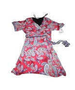 BOHO Chic Womens Wrap Dress Size 20W Red Paisley Print Studio One - £29.40 GBP
