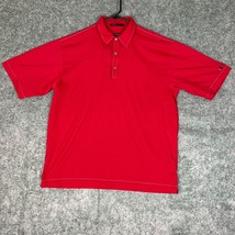 Tiger Woods Nike Mens Polo Shirt Large Red Short Sleeve Gold Fit Dry Y2K... - £14.91 GBP