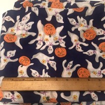 Cotton Fabric Material Halloween Friendly Ghosts Pumpkins  2 1/4 Yards 43&quot; Wide - £14.93 GBP