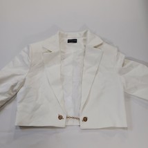 White Fox Women's White Open Front Cropped Blazer Jacket Size Medium image 12
