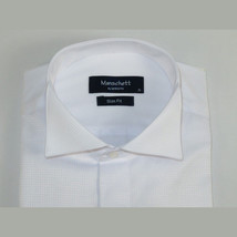 Men Tux Formal 100% Cotton Shirt MANSCHETT Turkey Slim Fit 303-01 White Wing tip image 6