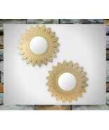 Gold 2 Piece Set Sunburst Plastic Small Wall Mirror, Decorative Wall Mir... - £32.83 GBP