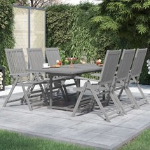  Garden Dining Set Grey Solid Acacia wood Standard Extendable - $17,710.08 MXN