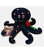 First &amp; Main Octokiss Plush Black and Pink Hearts Love Pillow Rose Holiday - £8.33 GBP