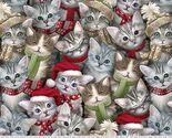 Cotton A Purr-Fect Holiday Winter Cats Christmas Fabric Print by Yard D3... - $15.95