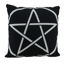 Zeckos Black and White Pentacle Symbol 18 Inch Indoor Outdoor Throw Pillow - £19.87 GBP
