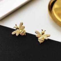 14K Gold Honey Bee Stud Earrings, S925 Sterling Silver, sweet, fun, child, gift - £37.39 GBP