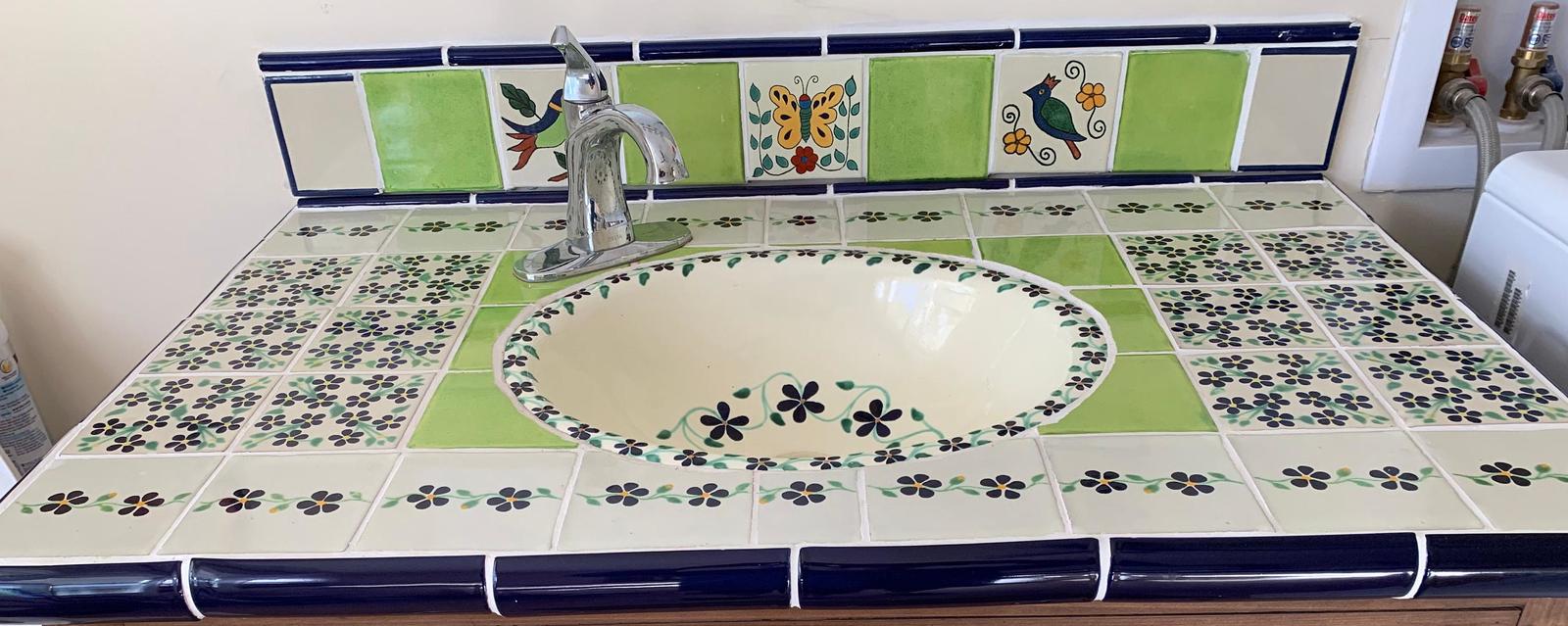 Mexican Talavera Ceramic Tiles Talavera Handcrafted - Violets1 - (you se... - $199.00