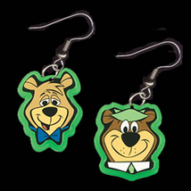 Funky BOO-BOO Yogi Bear EARRINGS-Cartoon Character Charm Novelty Costume Jewelry - £4.72 GBP