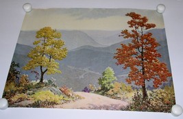 Fall Autumn Scene Lithograph Poster Print Vintage 16&quot; X 20&quot; - £31.96 GBP