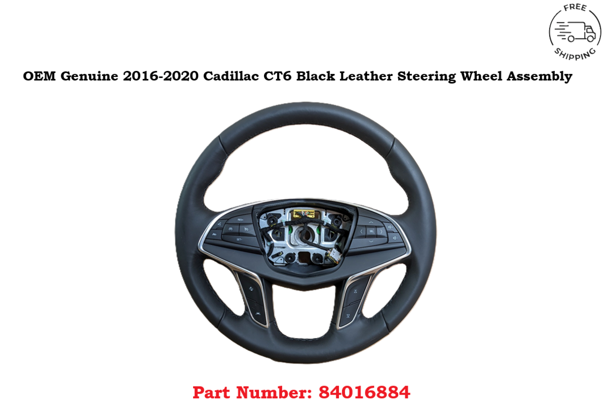 OEM 2016-2020 Cadillac CT6 Black Leather Steering Wheel Assembly 84016884 - $98.01
