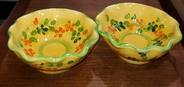 Souleo Provence Pair of 5 Inch Fluted Bowls French Floral Hand Painted - $50.00 Souleo Provence Pair of 5 Inch Fluted Bowls French Floral Hand Painted - $50.00