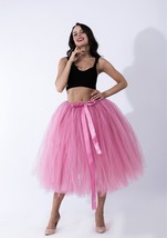 Gray Puffy Tulle Midi Skirt Women Plus Size Drawstring Long Tulle Skirt image 9