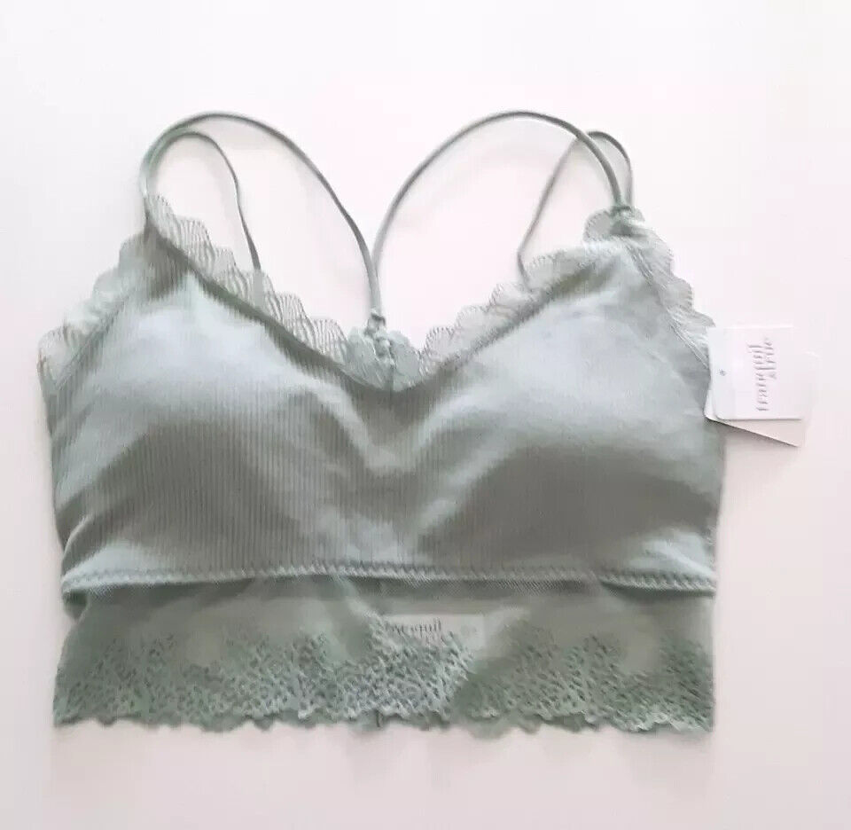 Green Ribbed and Lace Bralette Green Ribbed and Lace Bralette