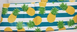Vinyl Tablecloth With Flannel back,70&quot; Round, Pineapples On Blue &amp; White Stripes - £15.68 GBP