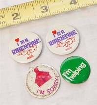 Vintage Badge Bouton Lot Je Suis A Valentin Bonanza Restaurant Désolé Aide g25 - $33.64